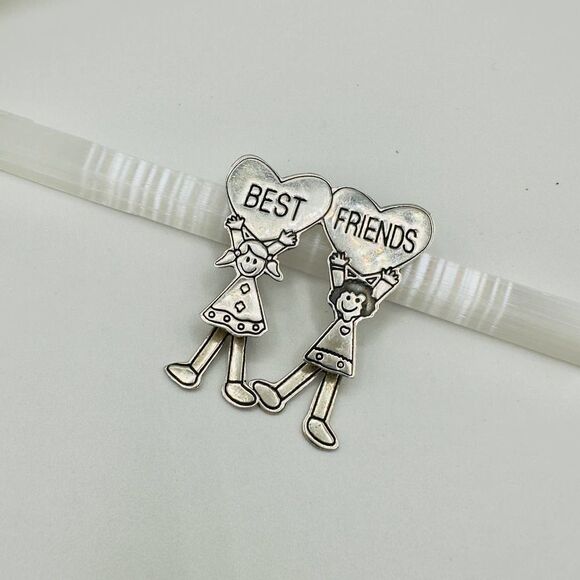 Vintage Best Friends Sterling Silver Mexican Pin - Picture 3 of 7